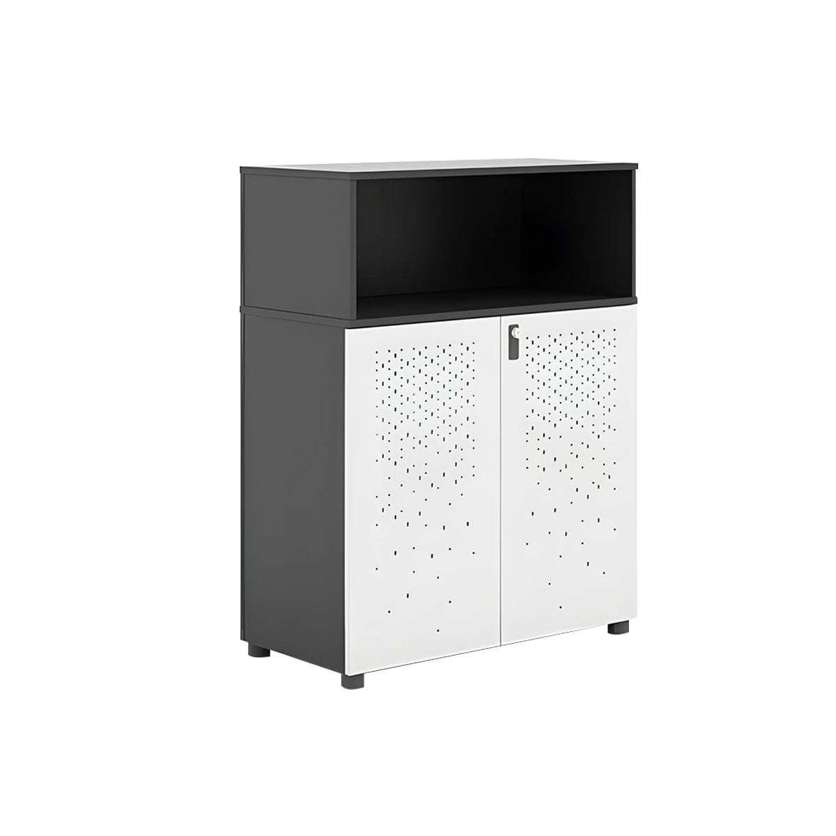 Sleek Lockable Metal Wood Cabinet for Office Storage, Adjustable Shelves, Durable Steel Doors, Spacious Partitioned Organizer CWG-2173