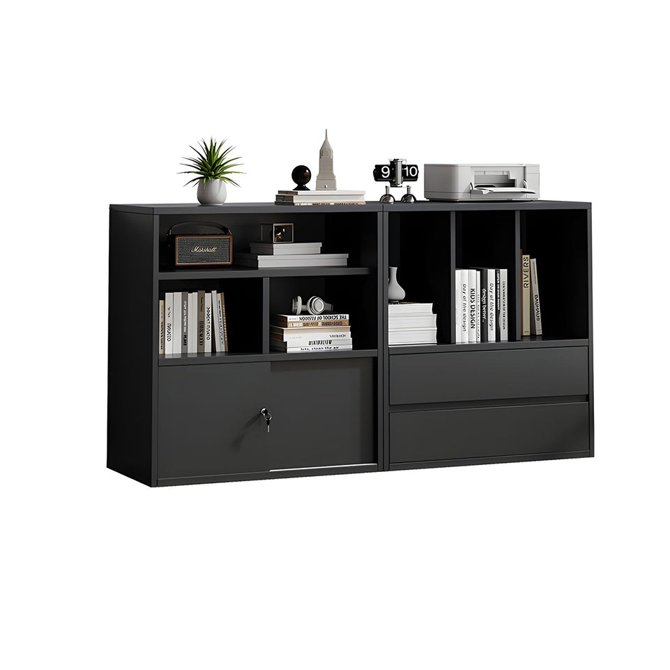 Modern Versatile Lockable File Cabinet with Hidden Handles and Glass Doors for Office or Tearoom CWG-2165