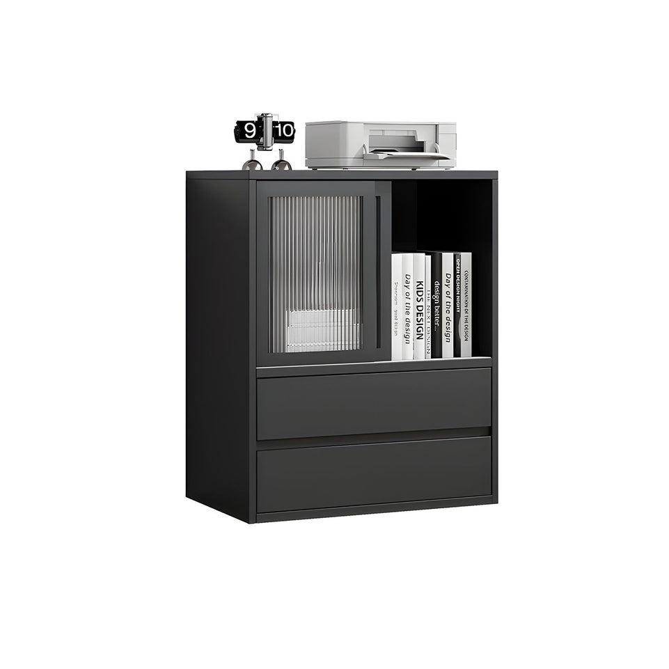 Modern Versatile Lockable File Cabinet with Hidden Handles and Glass Doors for Office or Tearoom CWG-2165