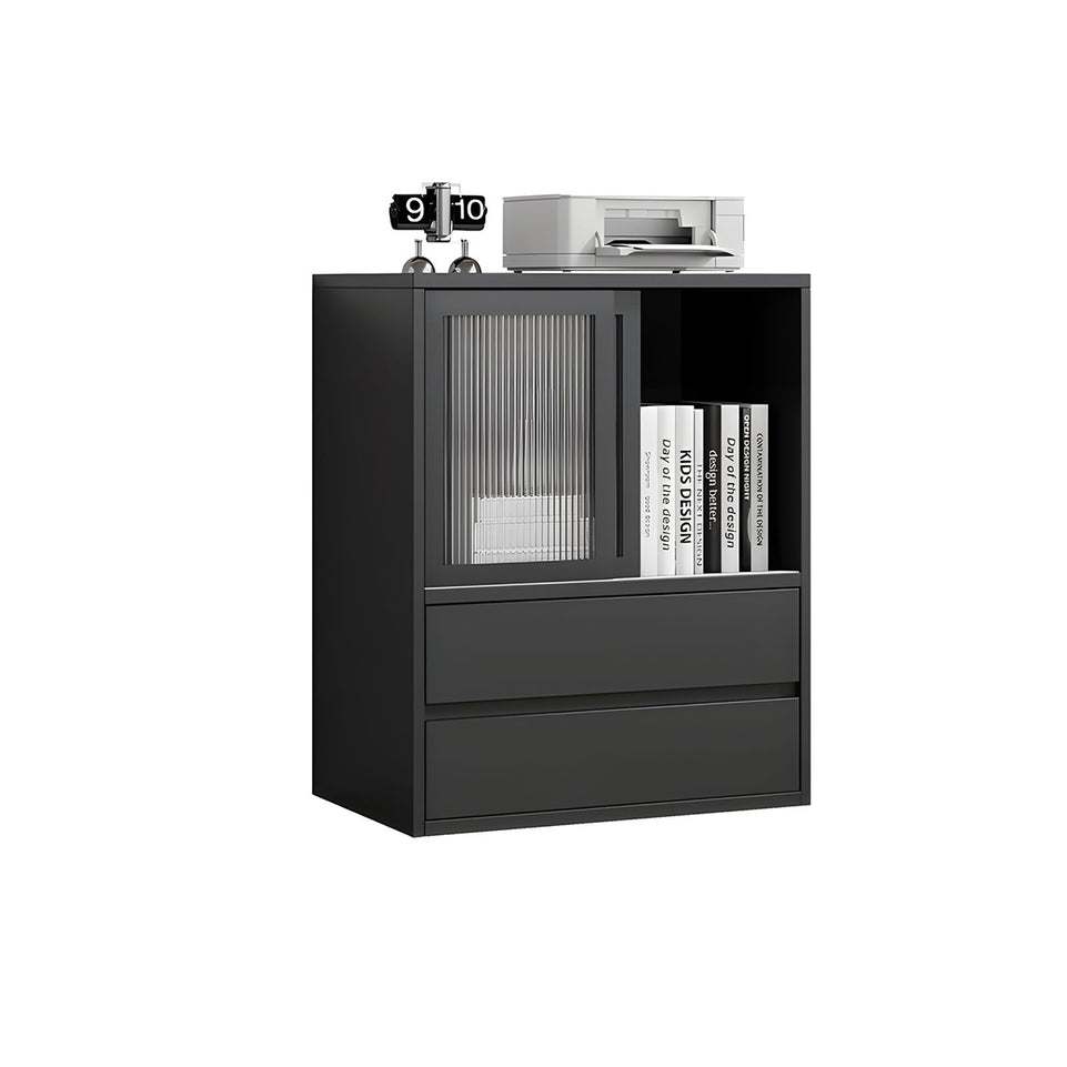 Modern Versatile Lockable File Cabinet with Hidden Handles and Glass Doors for Office or Tearoom CWG-2165