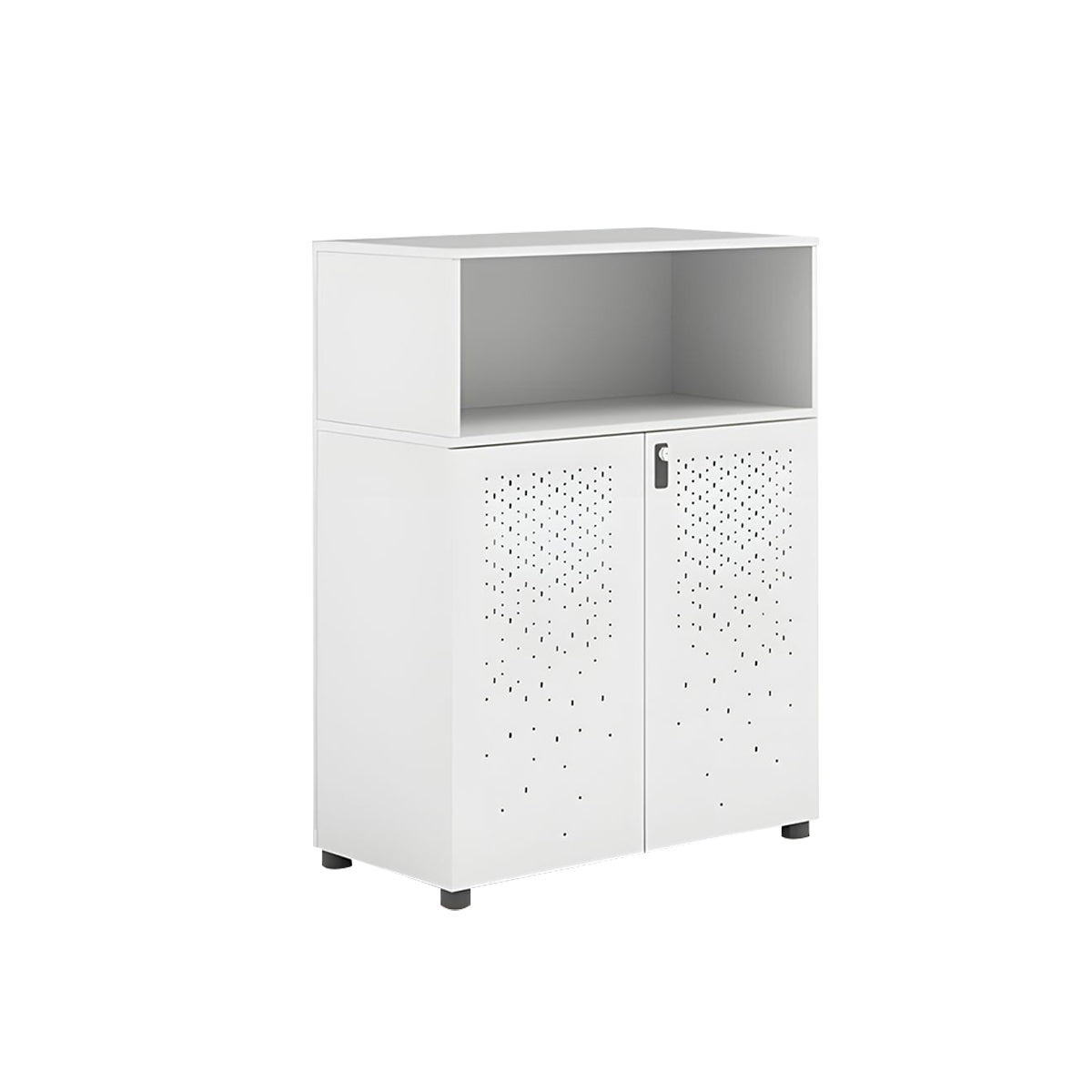 Sleek Lockable Metal Wood Cabinet for Office Storage, Adjustable Shelves, Durable Steel Doors, Spacious Partitioned Organizer CWG-2173