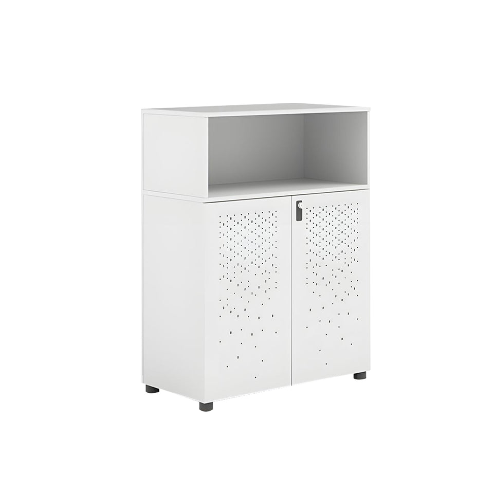 Sleek Lockable Metal Wood Cabinet for Office Storage, Adjustable Shelves, Durable Steel Doors, Spacious Partitioned Organizer CWG-2173