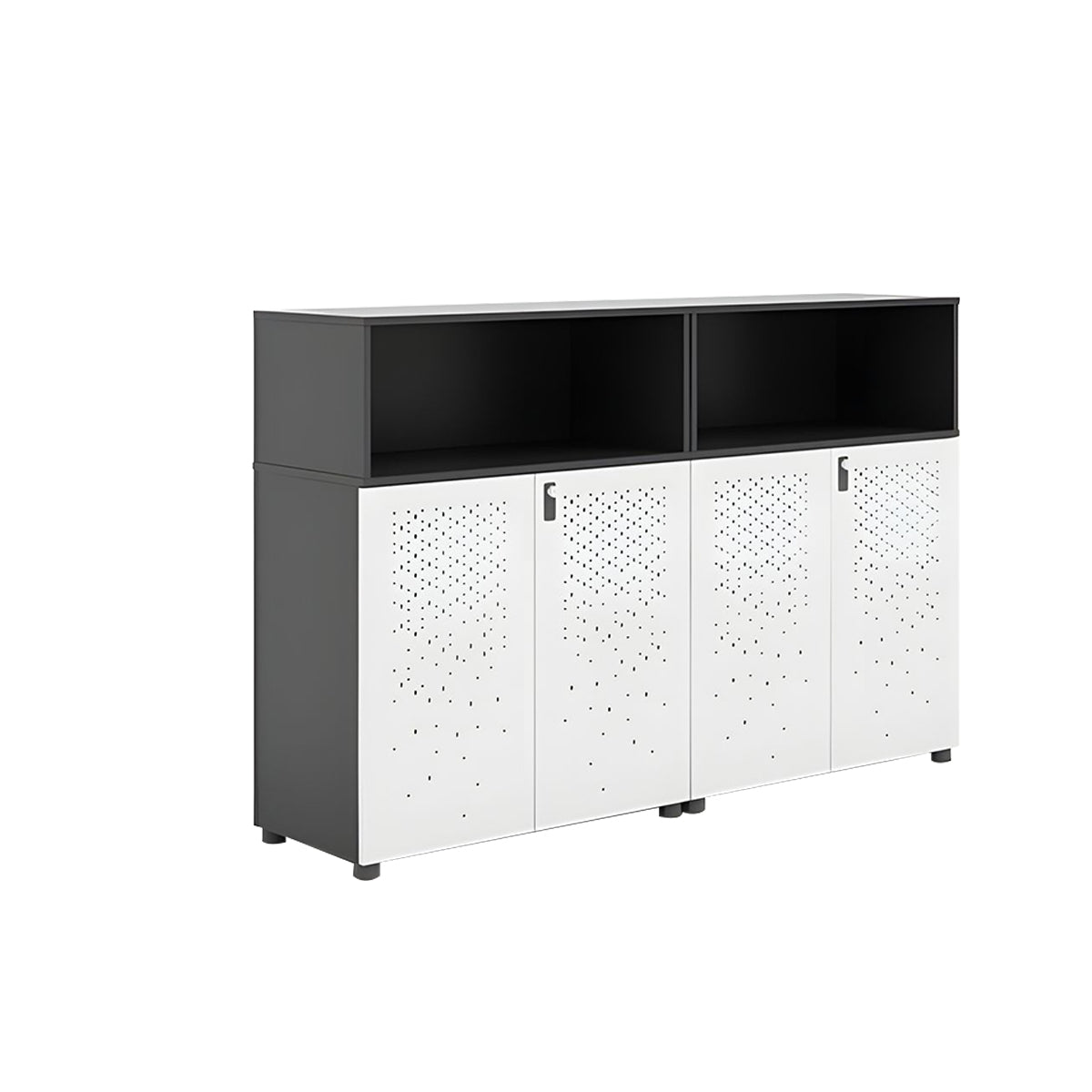 Sleek Lockable Metal Wood Cabinet for Office Storage, Adjustable Shelves, Durable Steel Doors, Spacious Partitioned Organizer CWG-2173