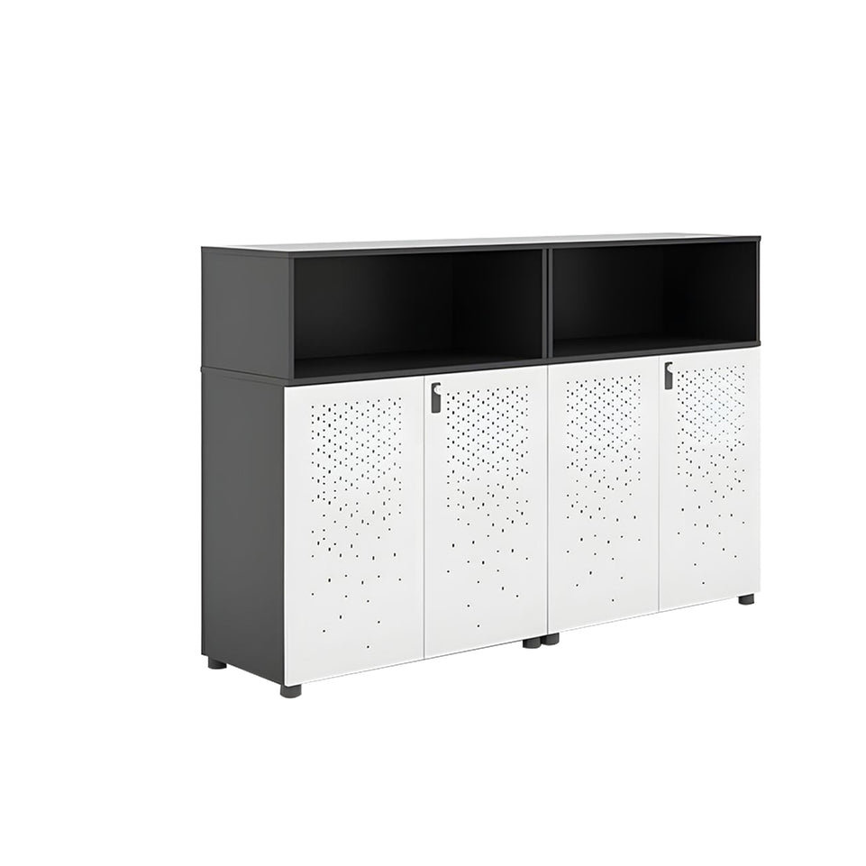 Sleek Lockable Metal Wood Cabinet for Office Storage, Adjustable Shelves, Durable Steel Doors, Spacious Partitioned Organizer CWG-2173