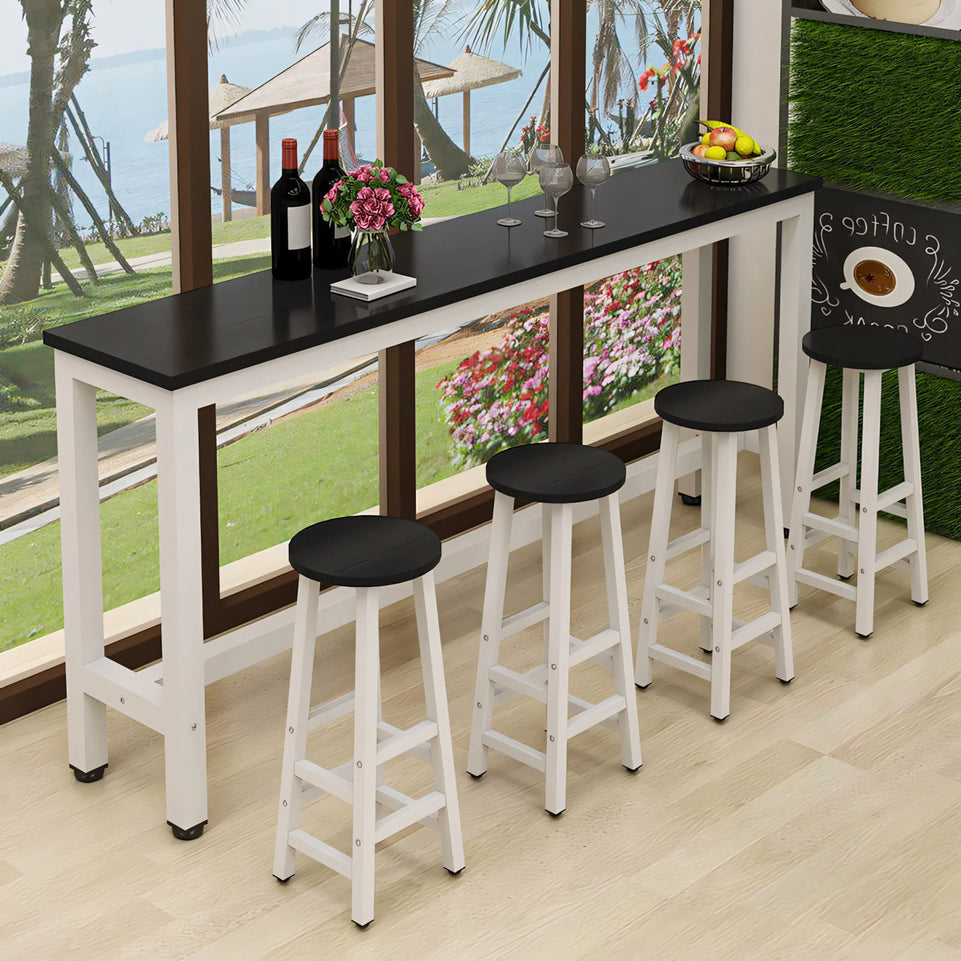 High Rectangle Bar Table and Chairs Set with Footrest for Commercial and Business Use BTZ-001