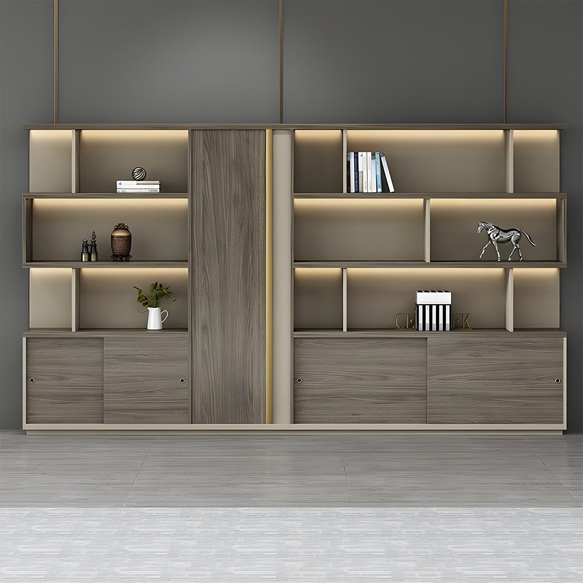 Modern Executive Desk with LED Lighting for Home Office