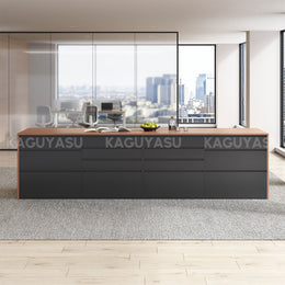 Elegant 142" L Large Storage Cabinet with Rear Pull-out Storage Compartments & Bottom Storage Cabinets for Kitchen, Dining Areas, Office & Bar Spaces