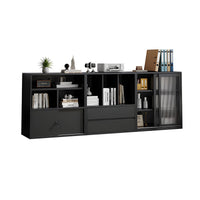 Modern Versatile Lockable File Cabinet with Hidden Handles and Glass Doors for Office or Tearoom CWG-2165