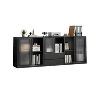 Modern Versatile Lockable File Cabinet with Hidden Handles and Glass Doors for Office or Tearoom CWG-2165