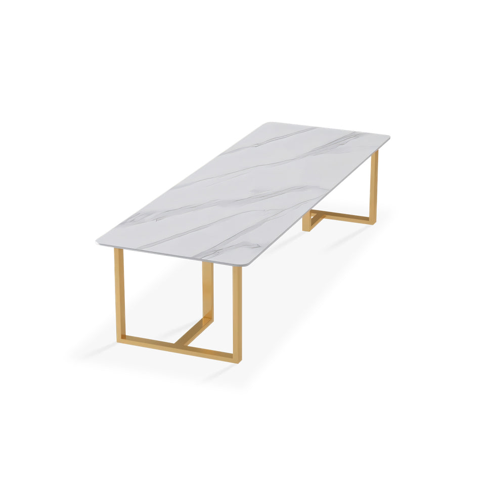 Modern White Marble Conference Table Reception Negotiation Rectangular Wide Table Top Shockproof and Stable Design HYZ-1027