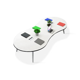 Oval Conference Table with Cable Management, Solid Wood & Lumbar Support for Meeting Room