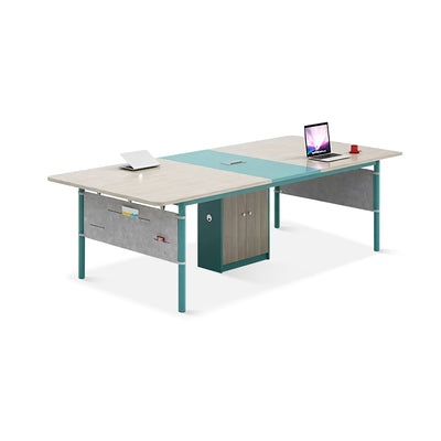 Modern Industrial Style Conference Table with Privacy Panel and Storage Pockets HYZ-1099