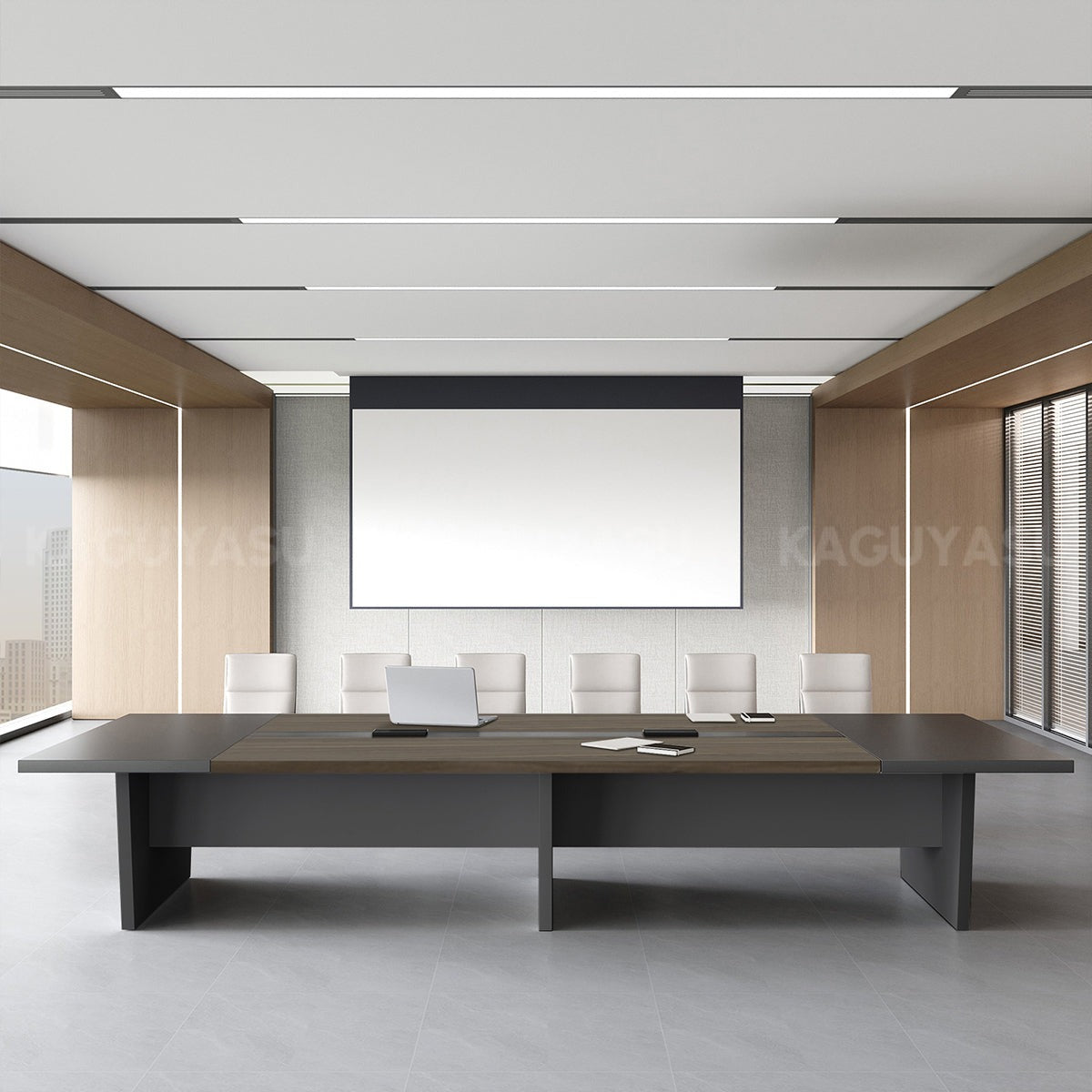 Modern Conference Table with Dual-Tone, Cable Management & Lumbar Supp