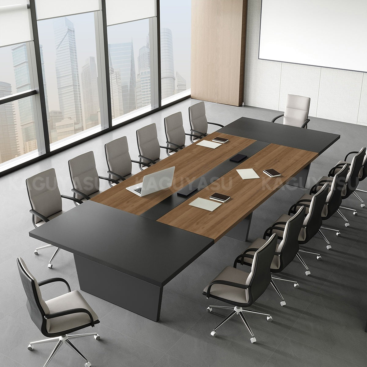Modern Conference Table with Dual-Tone, Cable Management & Lumbar Supp