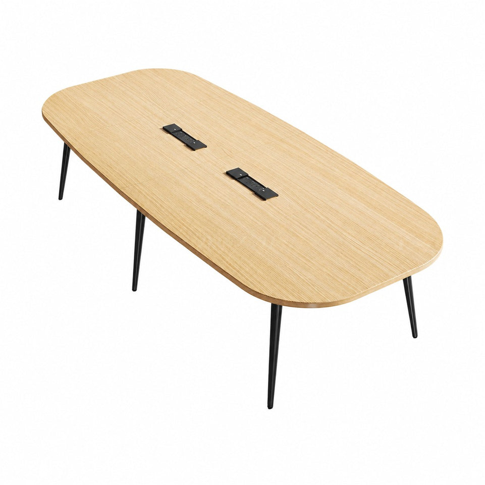 Spacious Conference Table with Built-In Power Outlet, Sectional Top and Rounded Edges Size: 118" L x 47" W x 30" H