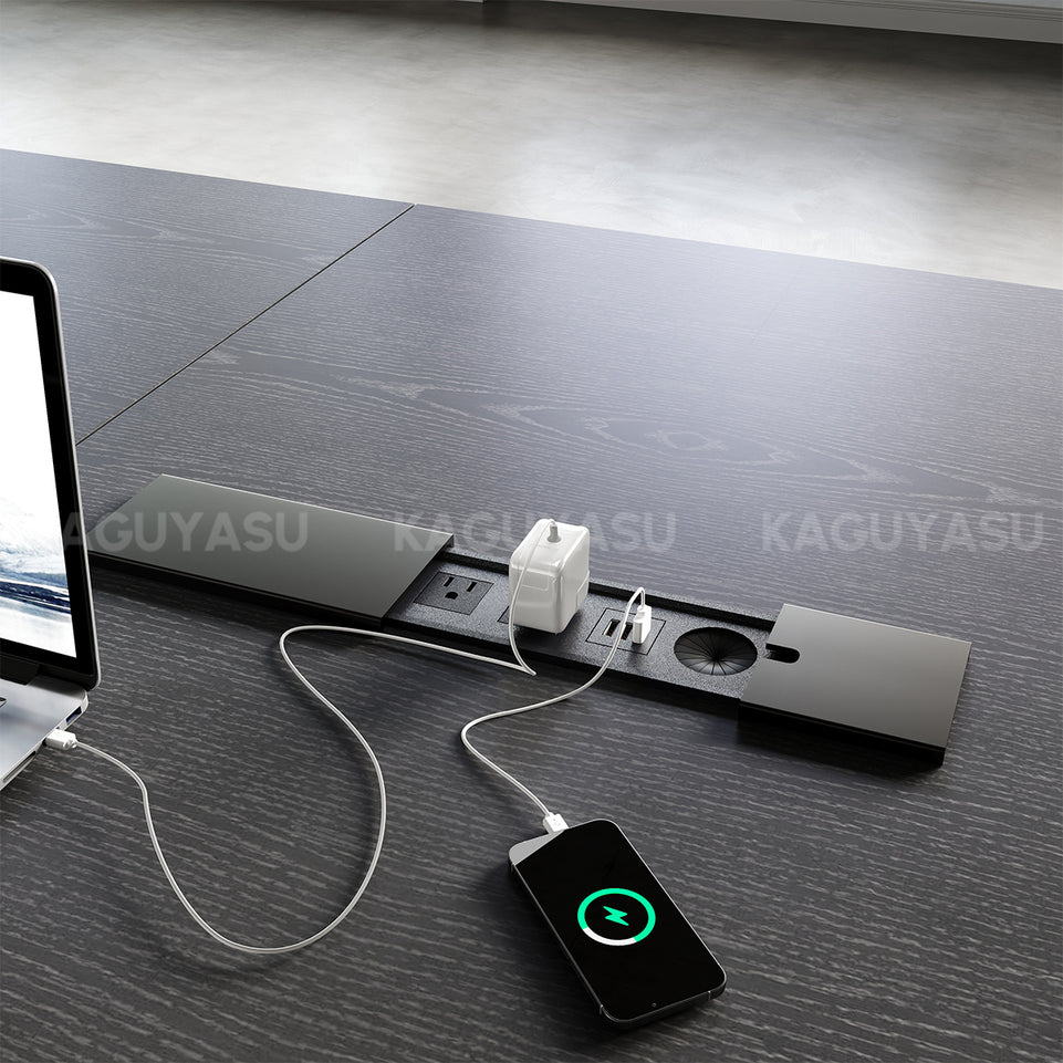 Large Conference Table with Built-In Power, Cable Management & Thick Sectioned Top