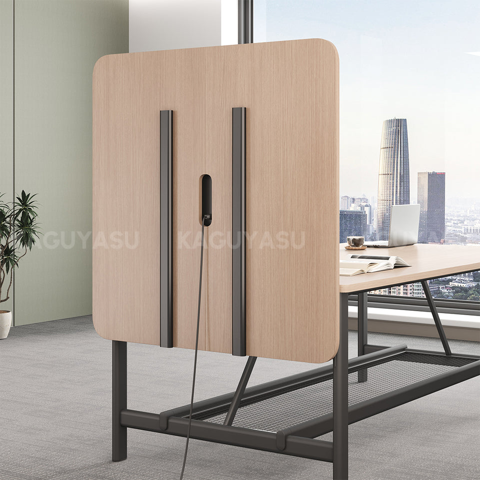 Conference Table with Display Mounting Panel, Metal Frame & Under-Table Mesh Storage