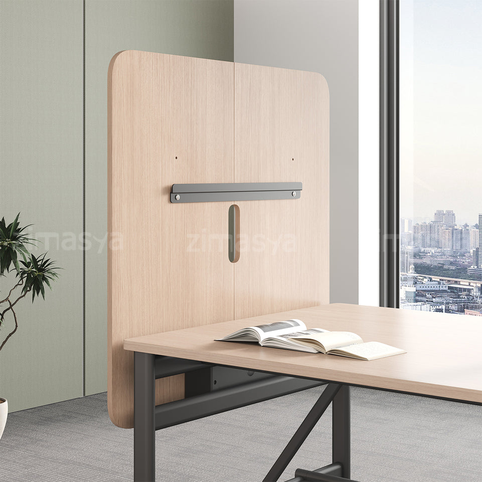 Conference Table with Display Mounting Panel, Metal Frame & Under-Table Mesh Storage
