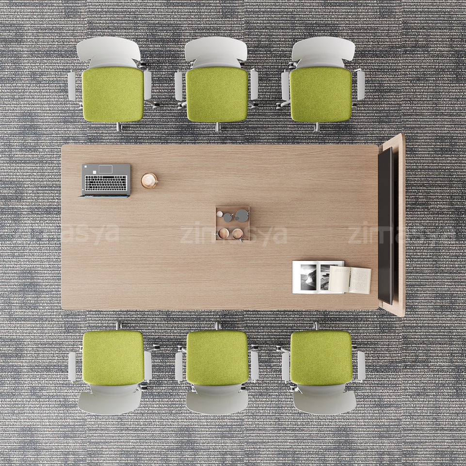 Conference Table with Display Mounting Panel, Metal Frame & Under-Table Mesh Storage