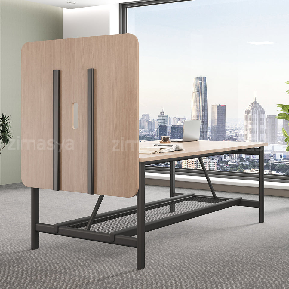 Conference Table with Display Mounting Panel, Metal Frame & Under-Table Mesh Storage