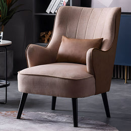 Elegant Nordic Accent Armchair–Faux Leather Texture, Linen Feel Fabric, And Solid Wood Legs  JDJJ-2007