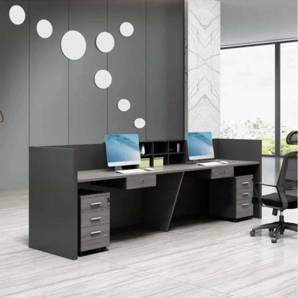 Straight Front Desk with Compartments and Movable Cabinet for Office JDT-003