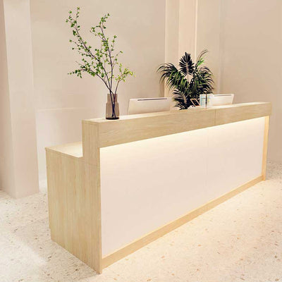 Rectangle Straight Reception Desk with Light Counter Table with Keyboard Tray and Drawers JDT-004-W (West Coast)