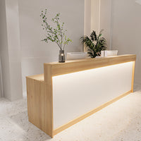 Straight Color-Blocked Reception Desk with Keyboard Tray and Drawers for Offices and Hotel Lobbies JDT-004