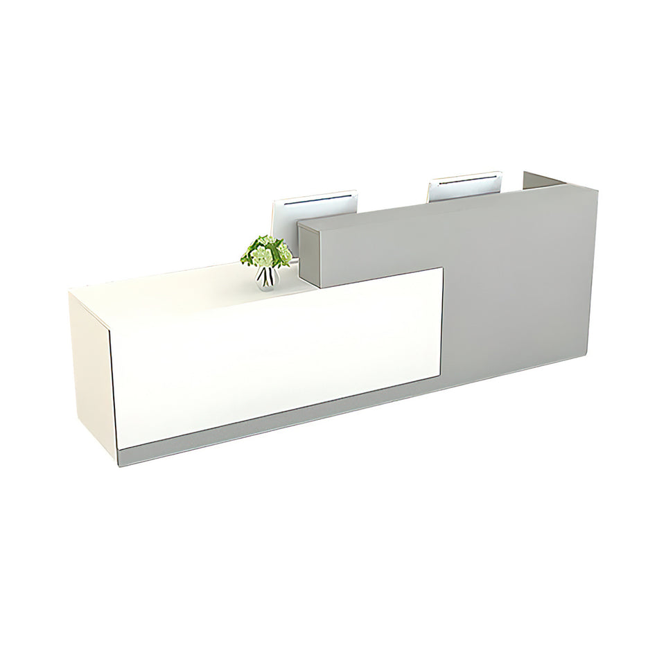 Professional and Stylish High-Function Gray Reception Front Desk with Double Desktop Design JDT-047（In Stock）