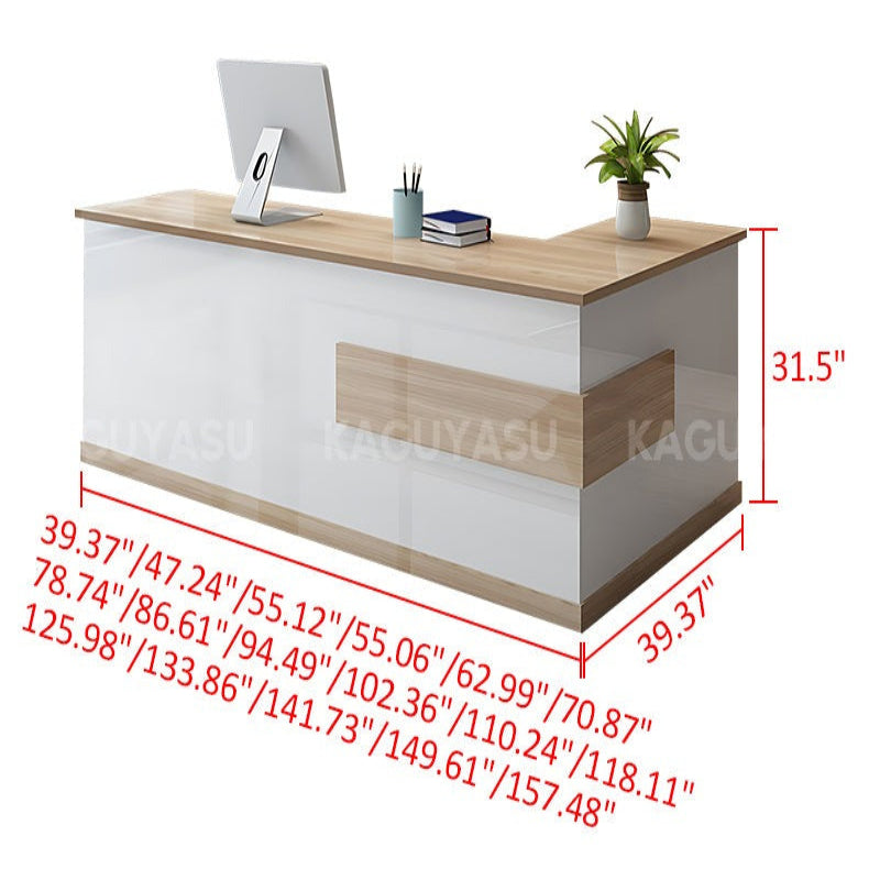 Modern and Sleek Luxurious L-Shaped Reception Front Desk with Thick Desktop JDT-069（In Stock）