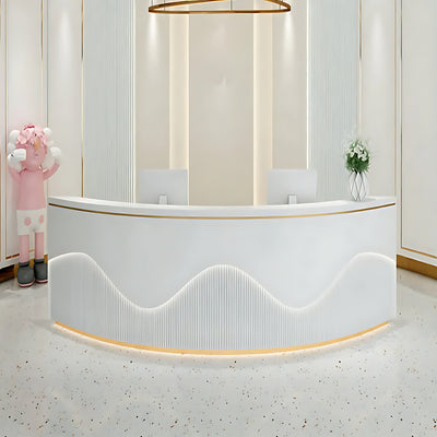 Curved Reception Counter with Keyboard Tray and Multiple Drawers for Salon and Clothing Store JDT-078