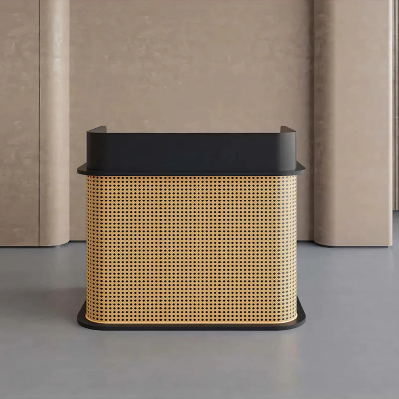 Small Rattan Reception Counter with Drawers and Storage Cabinet for Stores JDT-099（In Stock）
