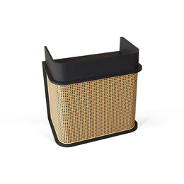 Retail Reception Desk 31-39 in Wide with Rattan, File Drawers & Lumbar Support for Retail