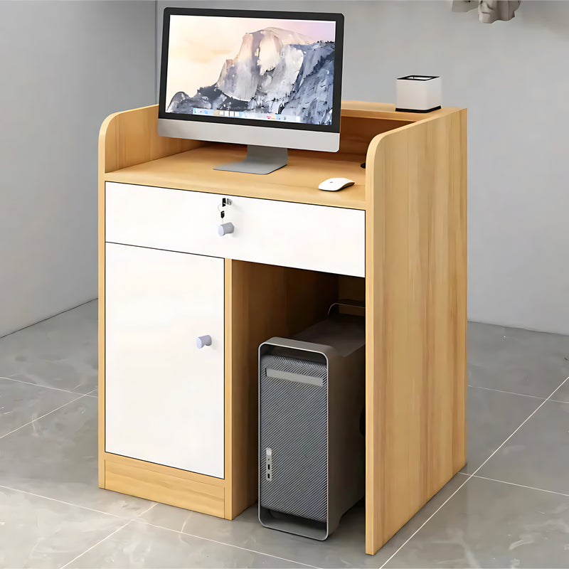Round Reception Desk with Cable Management, Lockable & Lumbar Support for Office Lobby
