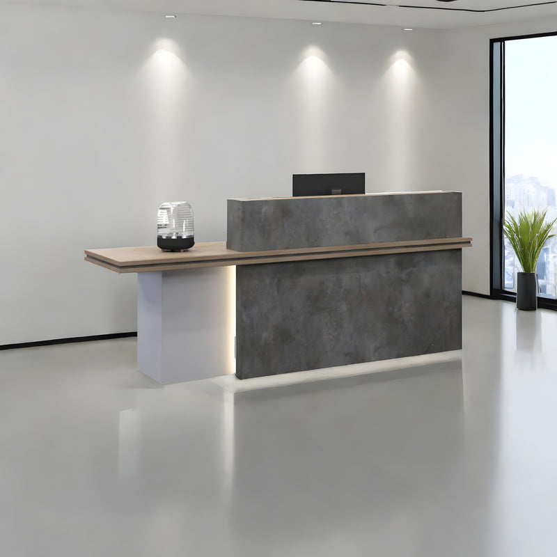 Segmented Design Straight Front Desk with Compartments and Lockable Cabinet for Hotels and Offices JDT-10100（In Stock）