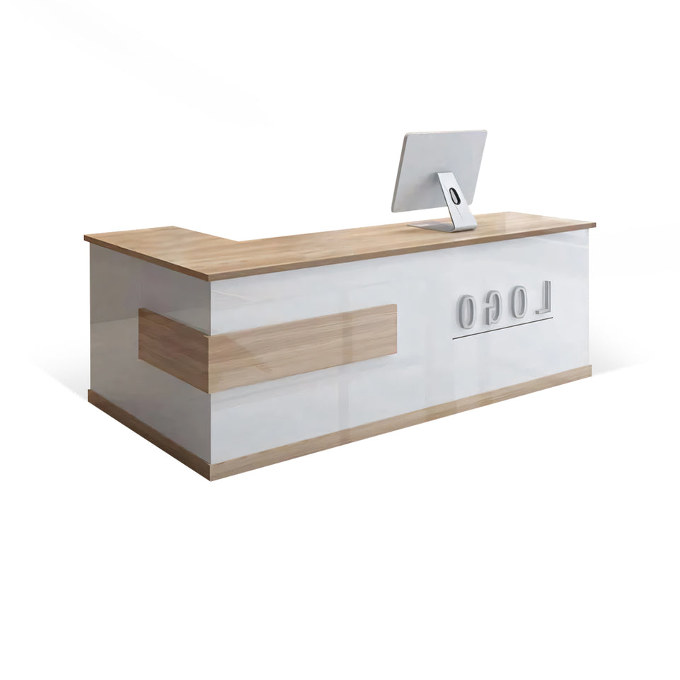 L-Shaped Front Desk with Lockable Drawers and Storage Cabinet for Offices JDT-10108