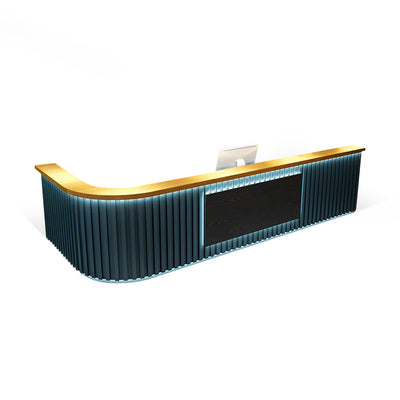 Striped Straight Front Desk with LED Lights and Storage Cabinet for Bars and Clubs JDT-10116