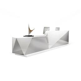 Modern Reception Desk with File Drawers, LED Lighting & Lumbar Support for Office Lobby