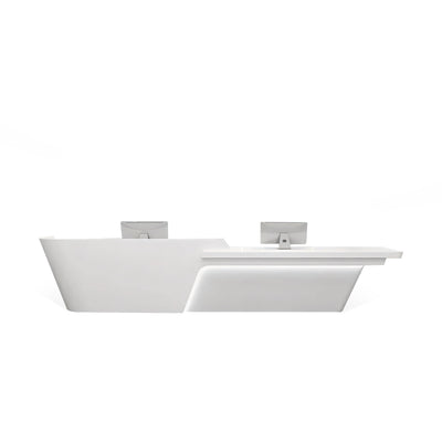 Boat-Shaped Reception Counter with LED Lights and Lockable Drawers for Lobby and Institution JDT-10126