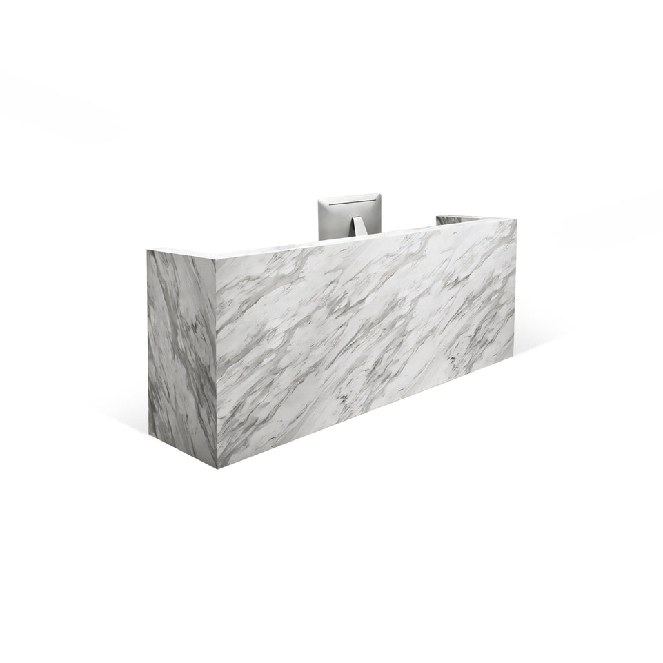 Marble-Style Straight Front Desk with Drawers and Storage Cabinet for Shop JDT-10131