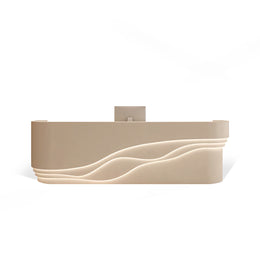 Curved Reception Desk 59-142 in Wide with File Drawers, LED Lighting & Lumbar Support