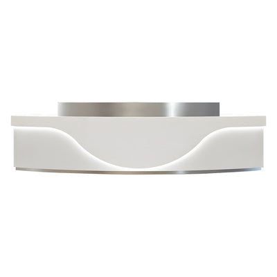 Stainless Steel China Curved Reception Desk with LED Lights, Cabinets, and Drawers for Hotels and Offices JDT-10155