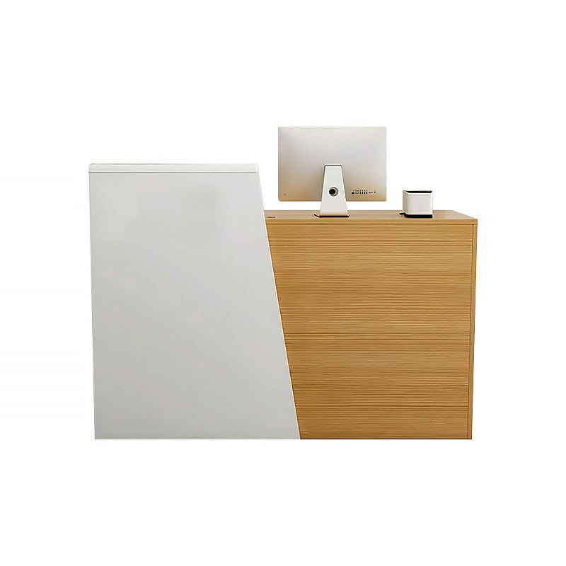 Color-Blocked Straight Reception Desk with Keyboard Tray and Lockable Drawer – Ideal for Clothing Stores and Salons JDT-102