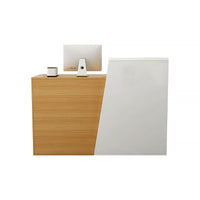 Color-Blocked Straight Reception Desk with Keyboard Tray and Lockable Drawer – Ideal for Clothing Stores and Salons JDT-102