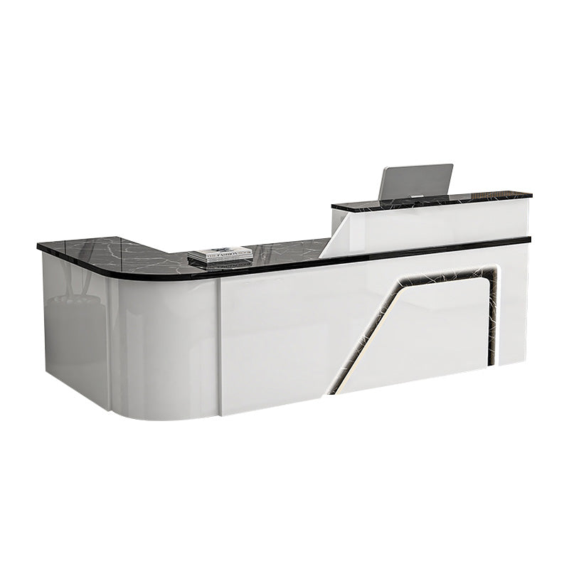 Jigsaw Design L-Shaped Reception Desk with Keyboard Tray and Drawers for Small Supermarkets JDT-1024