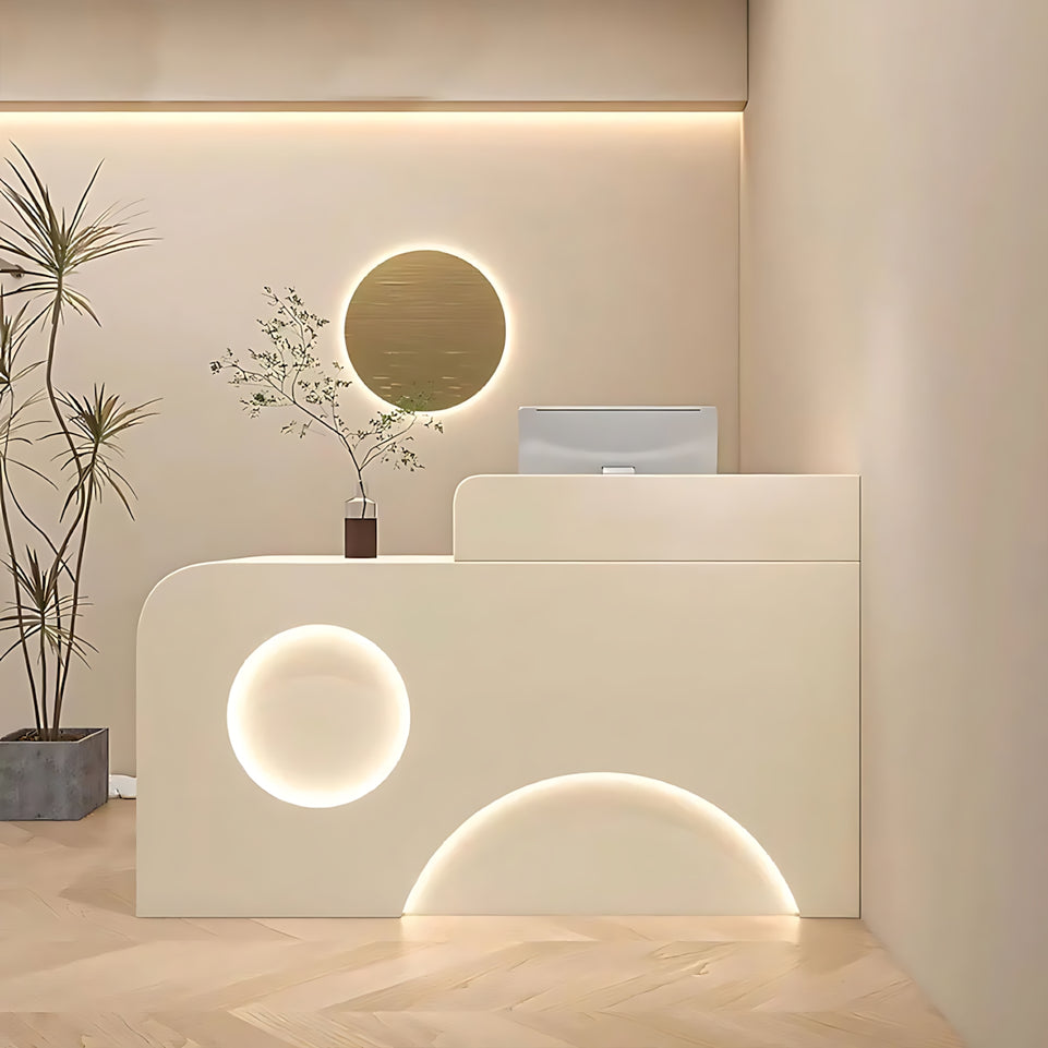 Small Reception Desk with Storage and LED Lights for Commercial Use JDT-1034