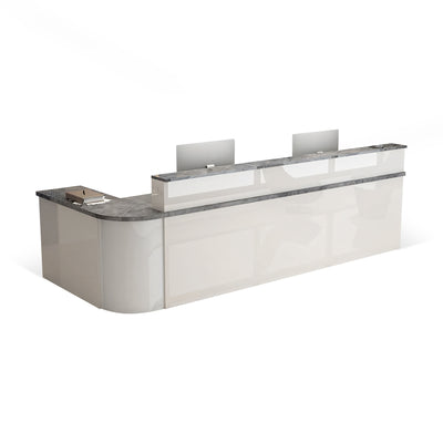 Minimalist L-Shaped Reception Desk with Lockable Drawers for Offices and Salons JDT-1038