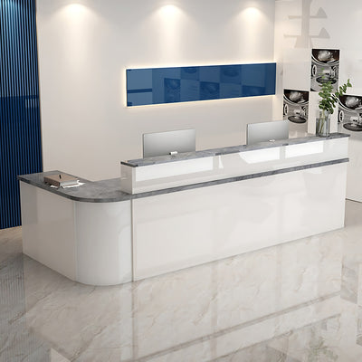 Minimalist L-Shaped Reception Desk with Lockable Drawers for Offices and Salons JDT-1038