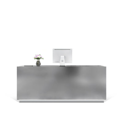 Display Design Straight Reception Desk with Rounded Corners and LED Lights for Clothing Stores JDT-1043