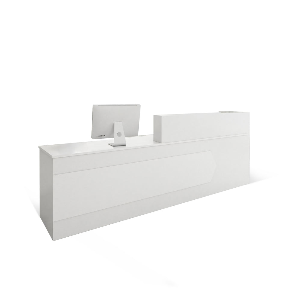 Color-Blocked Straight Reception Desk with Double-Layered Countertop and Lockable Drawer for Offices JDT-1046